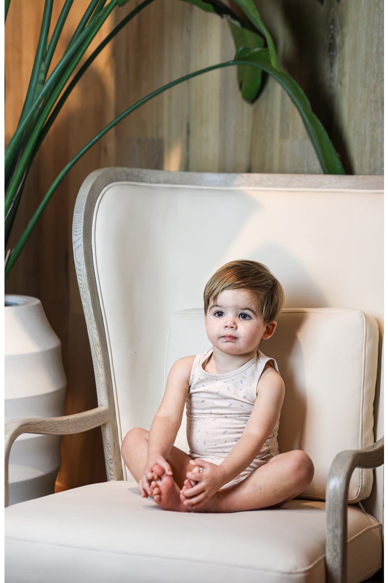 Kids' Elegant Leaves Cotton Blend Tank Top & Bloomers Set, Alternate, color, BISCUIT