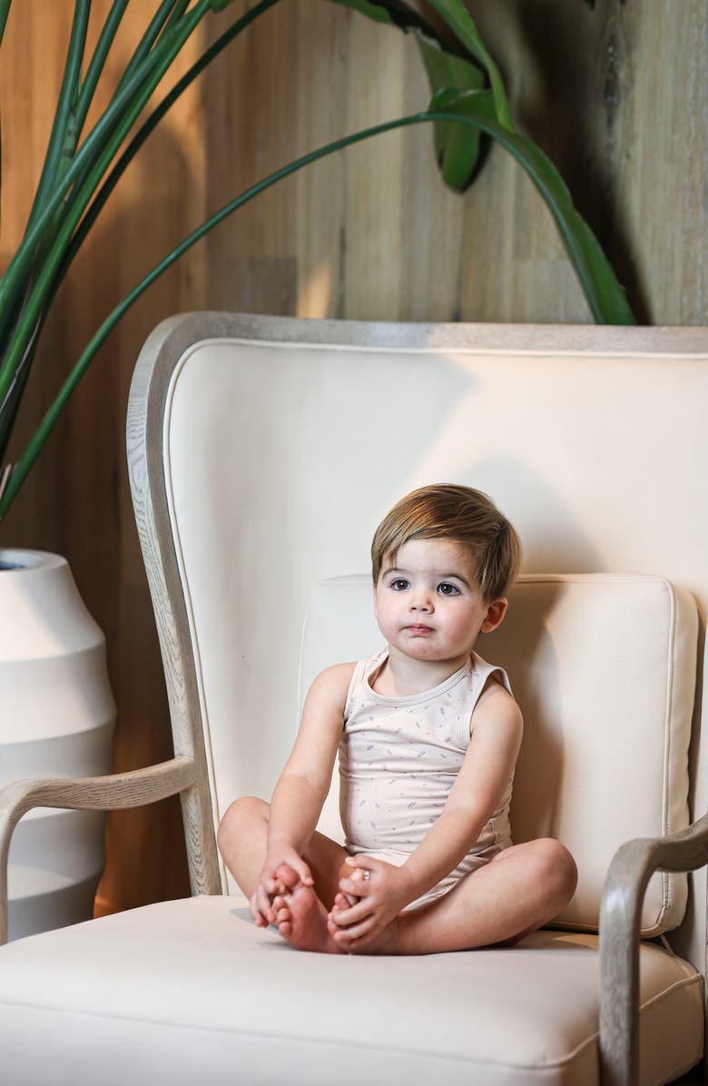 Manière Kids' Elegant Leaves Cotton Blend Tank Top & Bloomers Set, Alternate, color, Biscuit