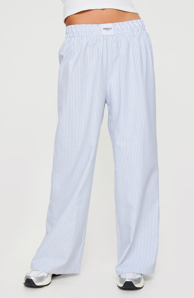 Princess Polly Beach House Stripe Pants, Main, color, Blue