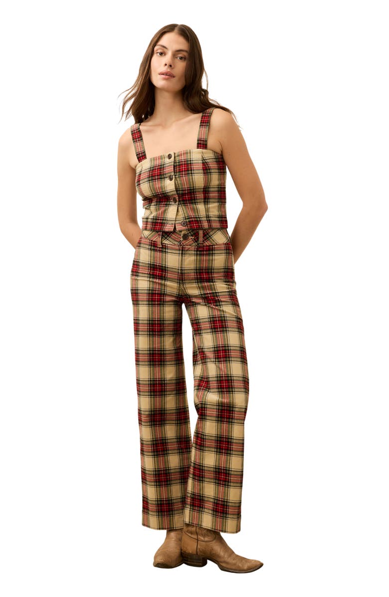 Faherty High Ridge Plaid Organic Cotton Corduroy Bustier, Alternate, color, Winterstone Plaid