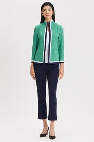 Ming Wang Heritage Contrast Trim Knit Jacket