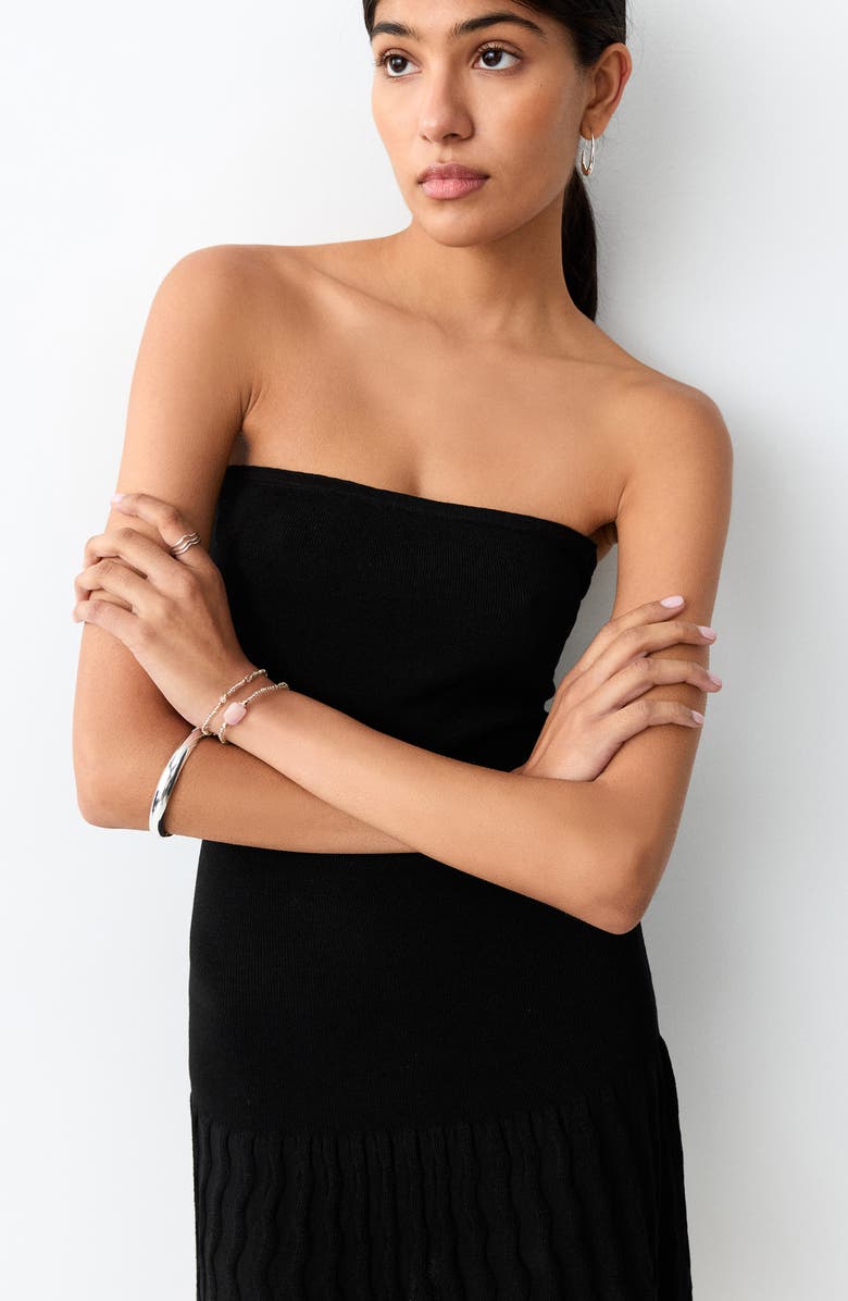 MANGO TEEN Strapless Rib Minidress, Alternate, color, Black