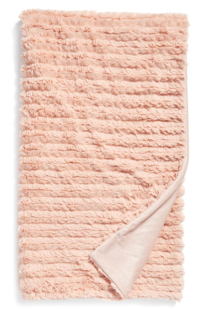 Soft Ribbed Plush Throw, Main, color, PINK HERO