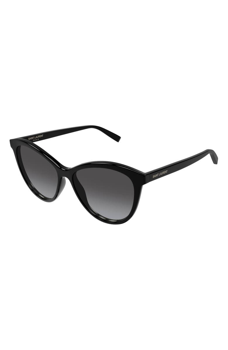 Saint Laurent 57mm Cat Eye Sunglasses, Alternate, color, Black