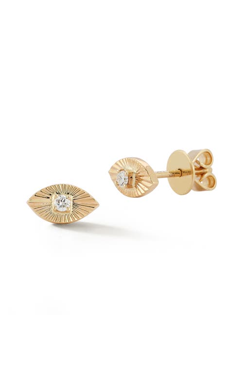 Dana Rebecca Designs Fluted Diamond Evil Eye Stud Earrings in Yellow Gold 