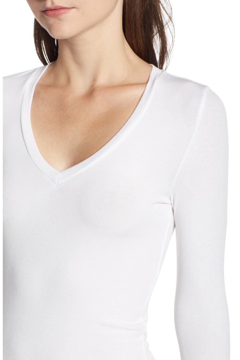 Valley Rib V-Neck Tee, Alternate, color, WHITE