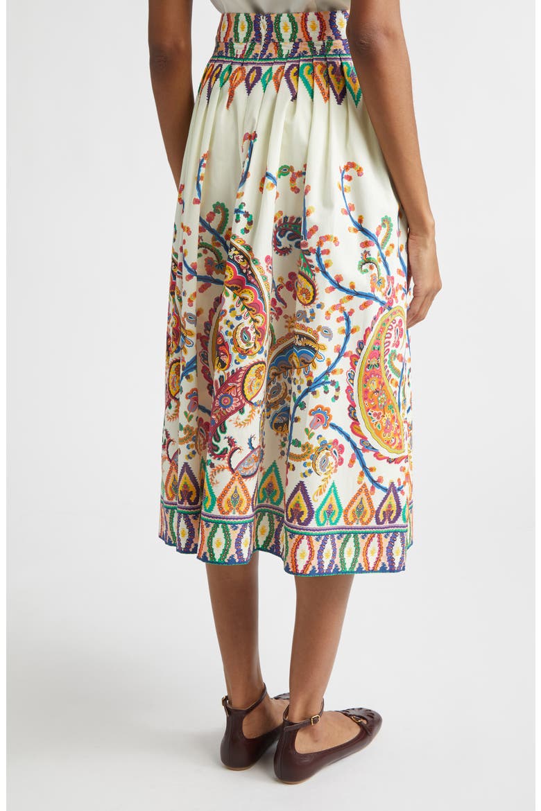 Floral Paisley Pleated Cotton Voile Midi Skirt, Alternate, color, PRINT ON WHITE BASE