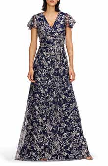 JS Collections Skylar Floral Embroidered Gown