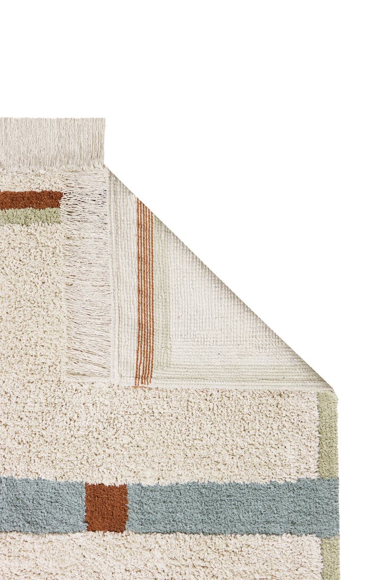 Lorena Canals Lane Fringe Trim Washable Cotton Blend Rug, Alternate, color, Vintage Blue