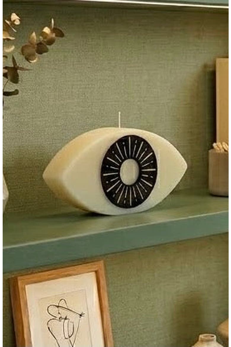 Eyes Without A Face Candle, Alternate, color, White / Black With Lines