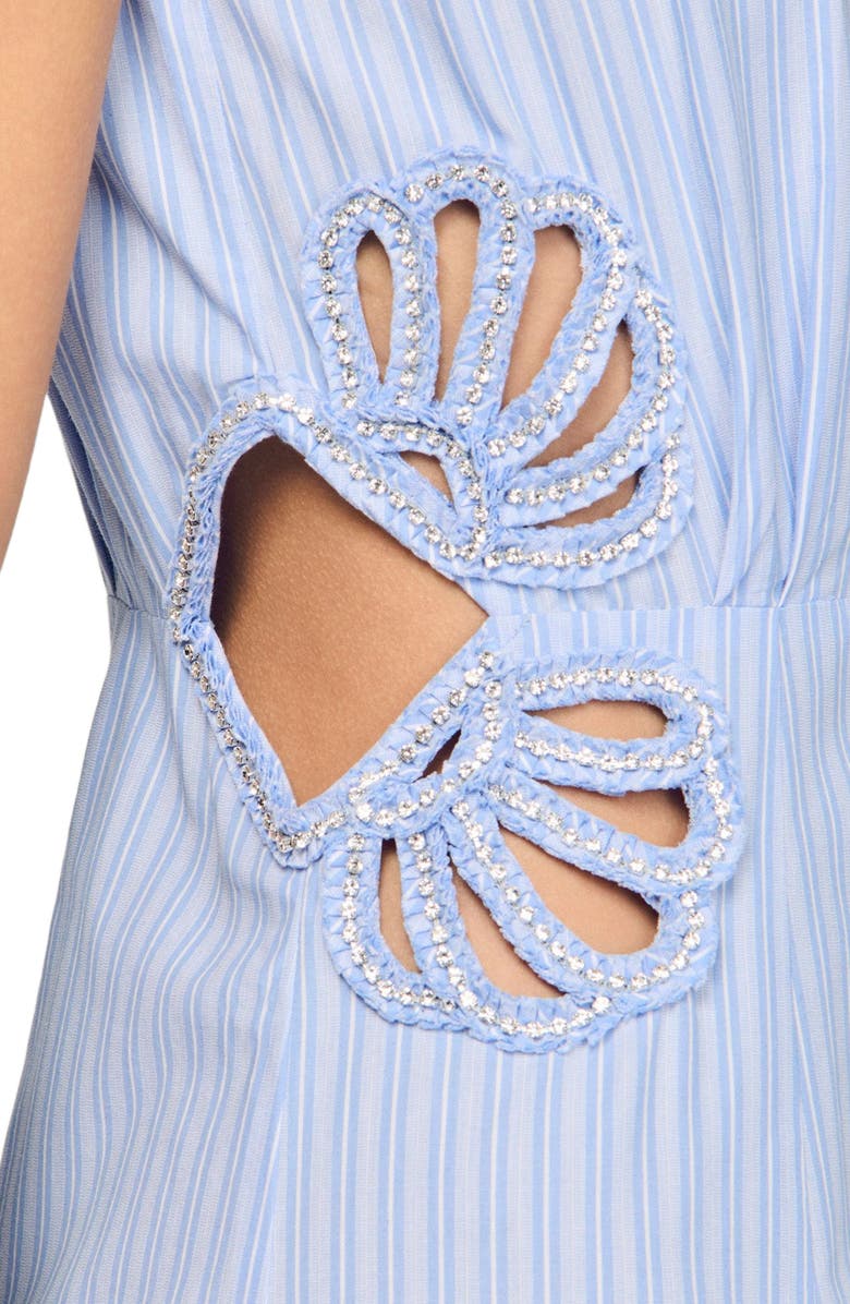 SANDRO Striped cotton maxi dress, Alternate, color, Sky Blue