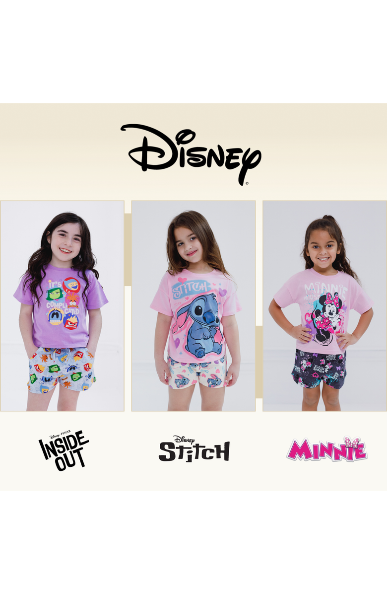 Disney Airbrush Graphic Short Sleeve Tee and French Terry Dolphin Shorts Outfit, Alternate, color, Stitch Pink Blue