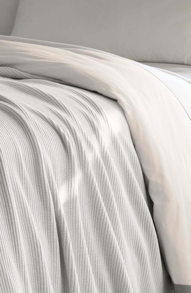 Boll & Branch Organic Cotton Shaker Stitch Throw Blanket, Alternate, color, Mist