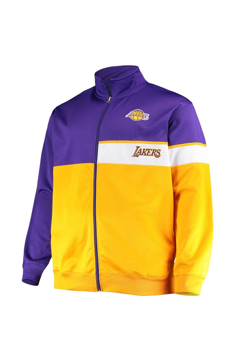 PROFILE Men's Purple/Gold Los Angeles Lakers Big & Tall Pieced Body Full-Zip Track Jacket, Alternate, color, 