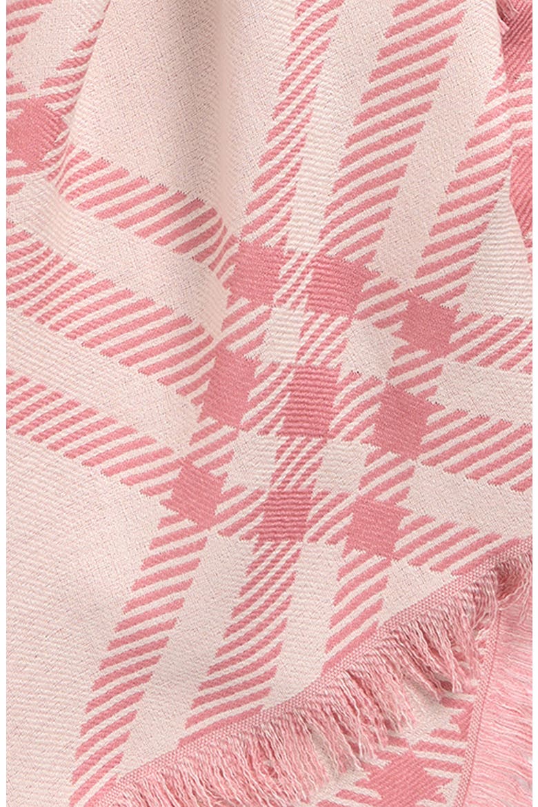Check Wool & Silk Fringe Scarf, Alternate, color, SUGAR PINK