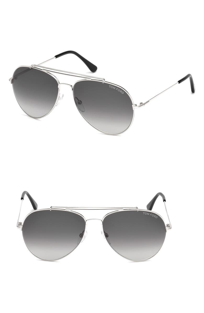 TOM FORD 'Charles' 62mm Aviator Sunglasses, Alternate, color, 