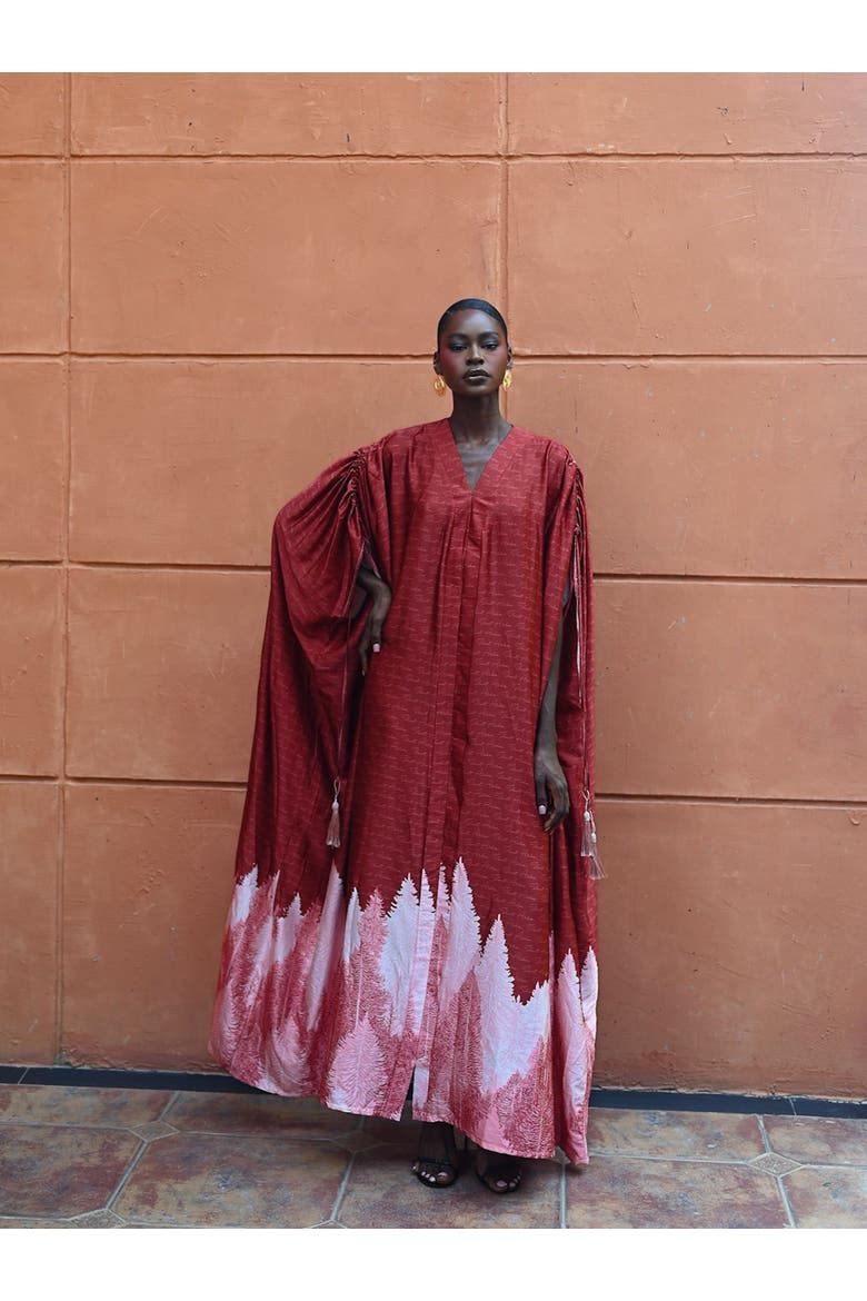 Suri Silk Caftan, Alternate, color, Red