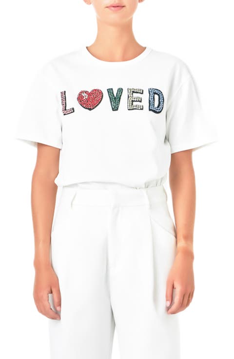 Loved Crystal Appliqué T-Shirt
