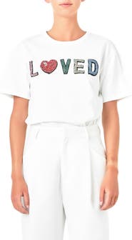 Endless Rose Loved Crystal Appliqué T-Shirt