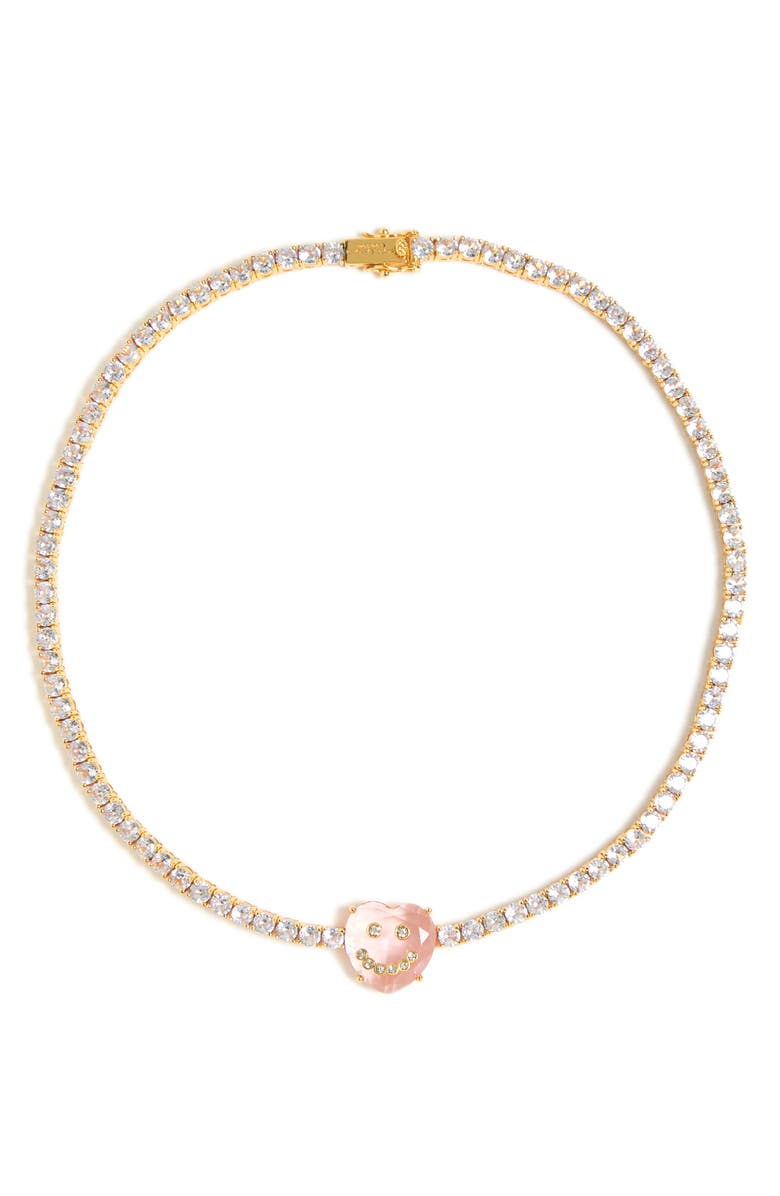 KG Kurt Geiger Crystal Heart Choker Necklace, Main, color, Pink