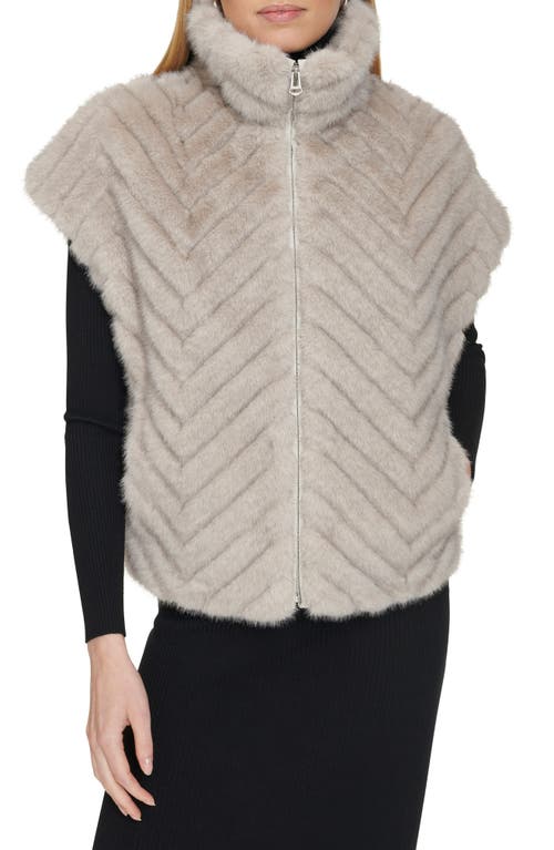 Cole Haan Signature Chevron Faux Fur Vest In Grey