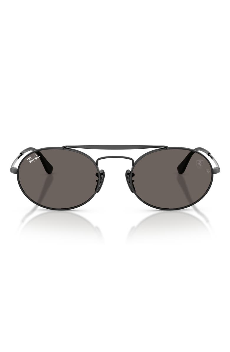 Ray-Ban 54mm Ferrari Oval Sunglasses, Main, color, Black / Dark Grey