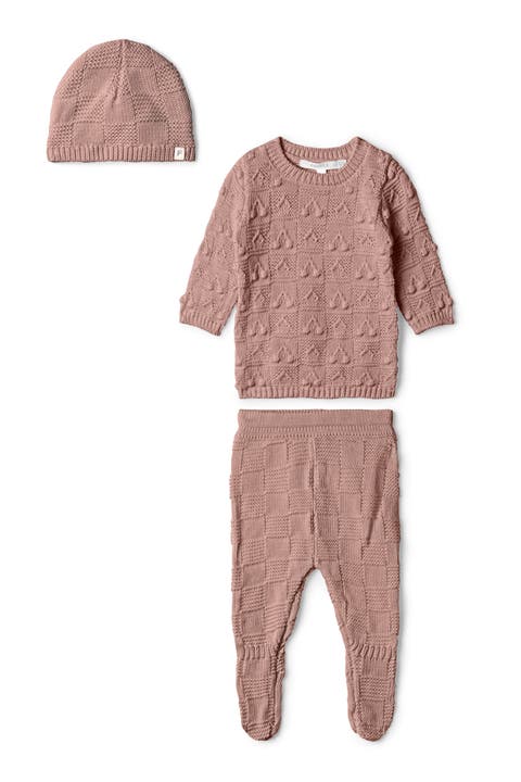 Embossed Cherry Long Sleeve Top, Leggings and Hat Set (Baby)