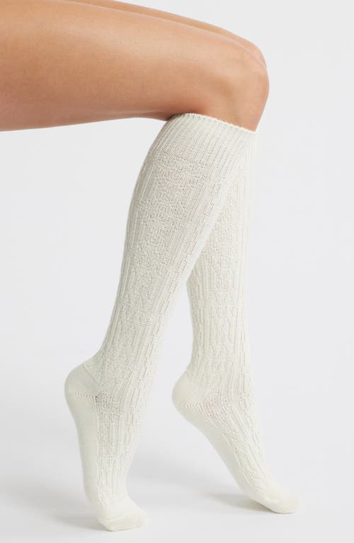 Hue Cable Knee High Socks In White