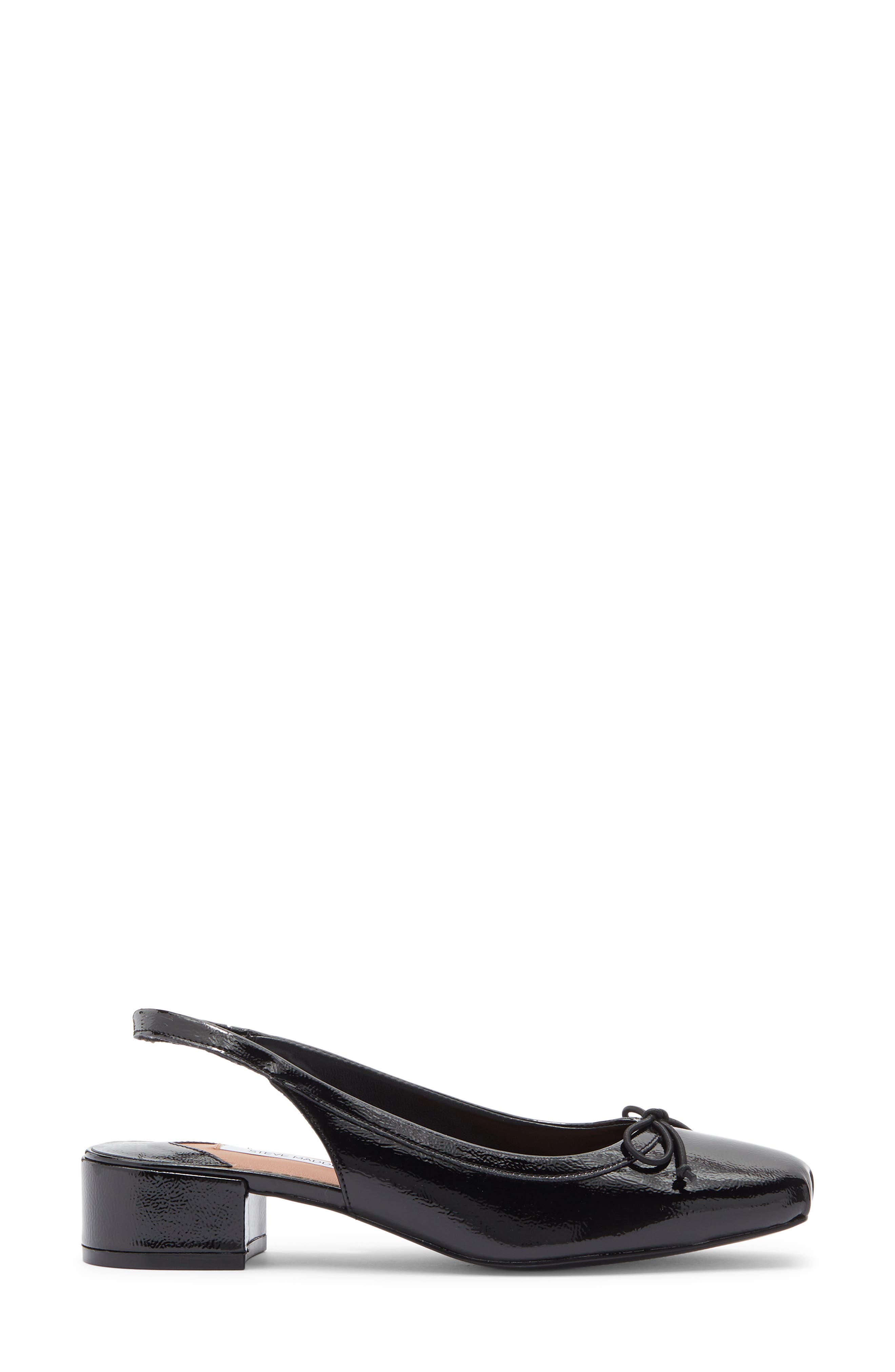 Steve Madden Loved Square Toe Patent Leather Slingback Pump, Alternate, color, Black Crinkle Patent
