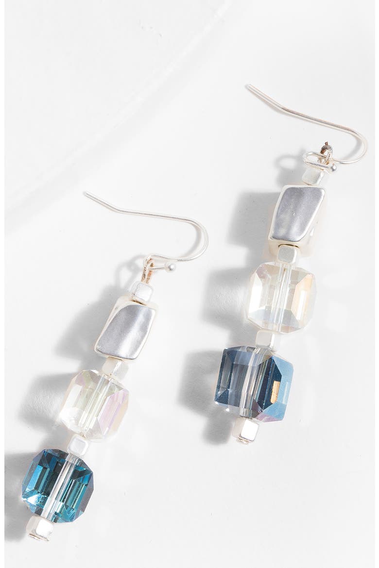 Glass Cube Beaded Drop Earrings, Alternate, color, BLUE