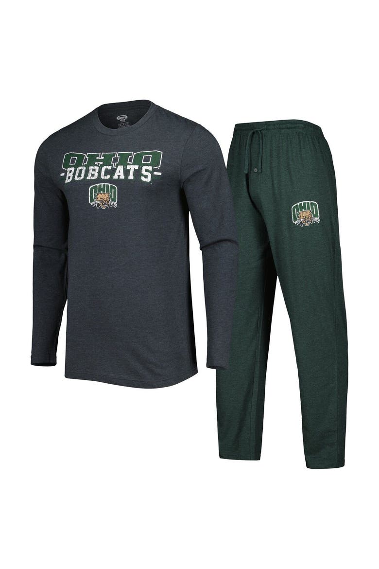 Men's Concepts Sport Green/Charcoal Ohio Bobcats Meter Long Sleeve T-Shirt & Pants Sleep Set, Main, color, Green