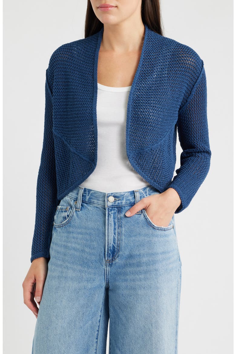 Mesh Stitch Cocoon Cardigan, Main, color, RICH INDIGO