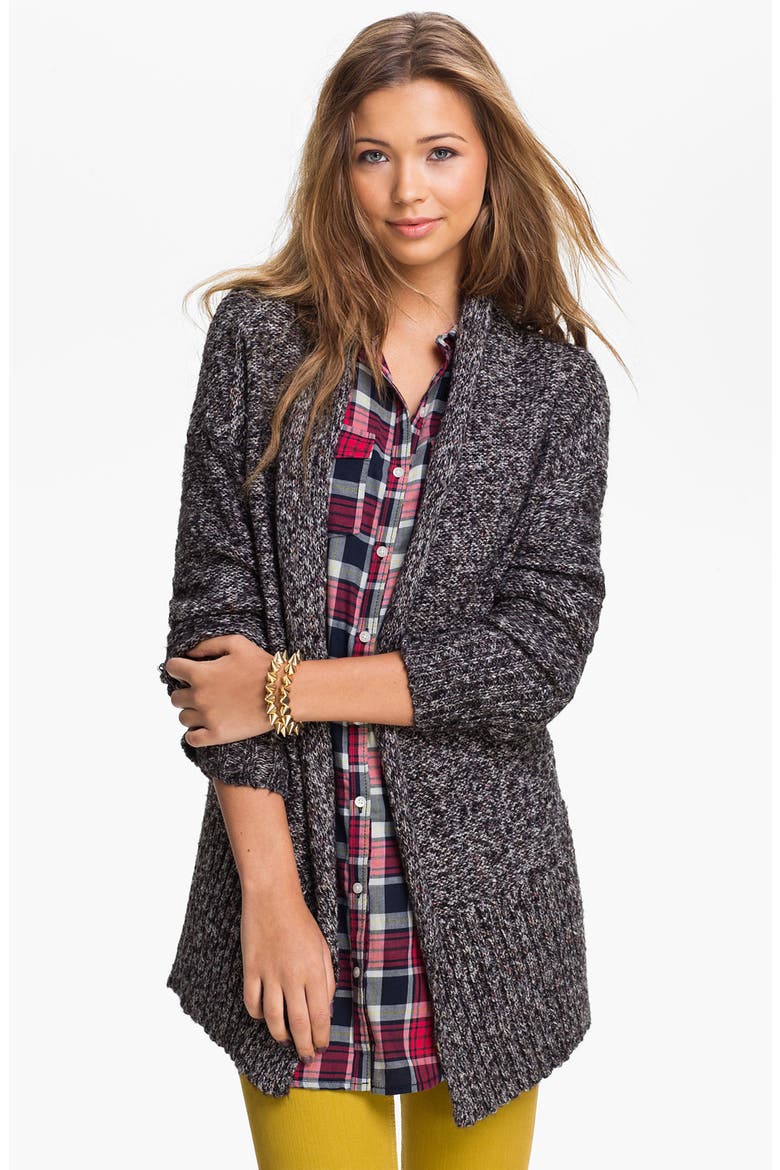 Oversized Mélange Cardigan, Main, color, MOLTEN BLACK