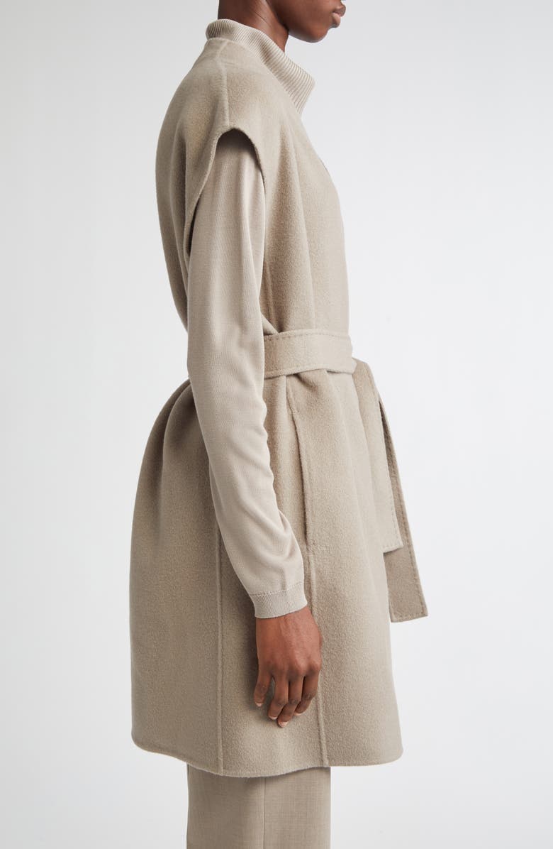 Lafayette 148 New York Belted Double Face Wool & Cashmere Open Front Vest, Alternate, color, Hickory