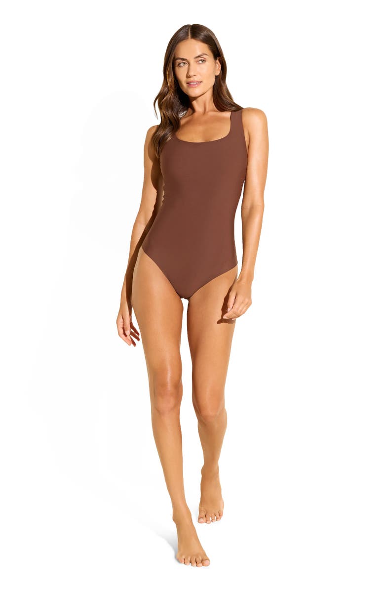 STYLEST DaySculpt Sleeveless Square Neck Snapped Top, Alternate, color, Cocoa