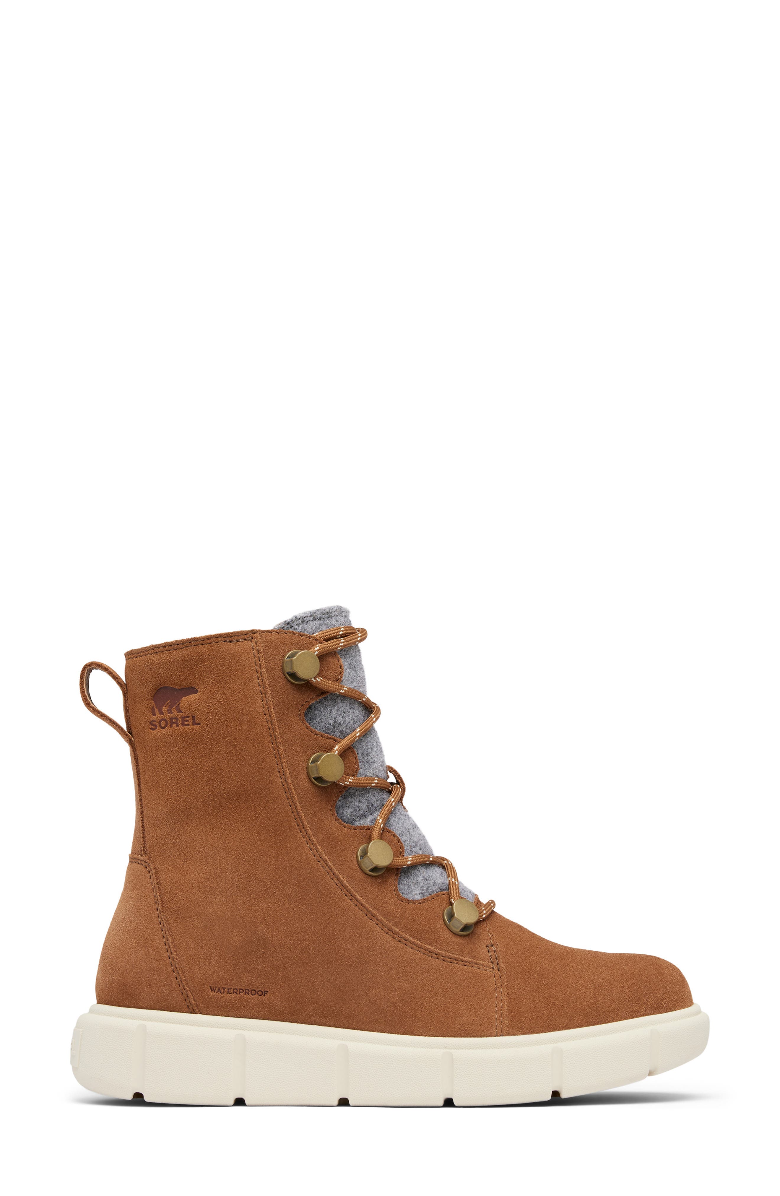 SOREL Explorer III Joan Waterproof Boot, Alternate, color, Velvet Tan/ Chalk