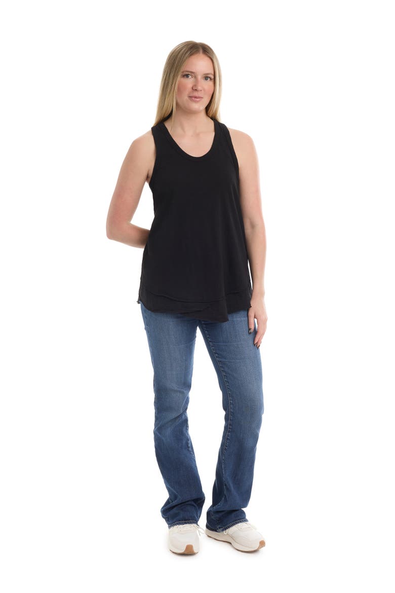 Shrunken Mock Hem Shirttail Tank, Alternate, color, Black