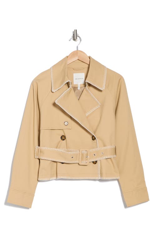 Avec Les Filles Blanket Stitch Cropped Trench Coat In Sand