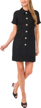 CeCe Rhinestone Button Bouclé Minidress