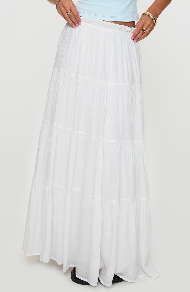 Princess Polly Mya Tiered Maxi Skirt, Main, color, White