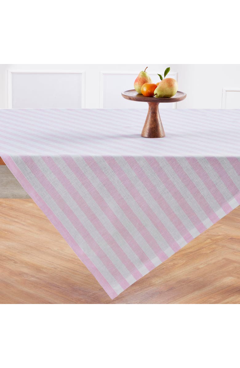 Solino Home Linen Table Throw - Sorrento Stripe, Alternate, color, Pink And White