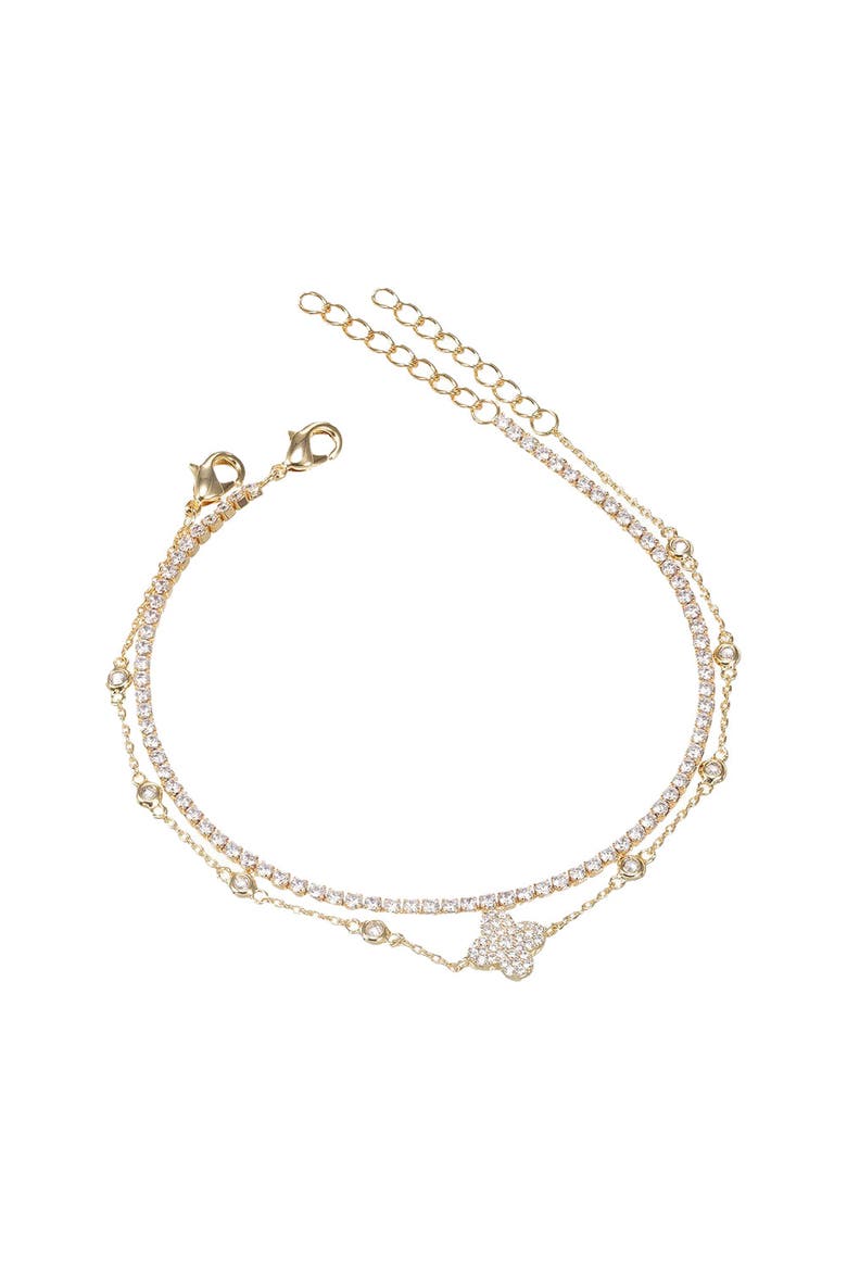 Tennis X CZ Clover Bracelet Combo Set, Main, color, Gold