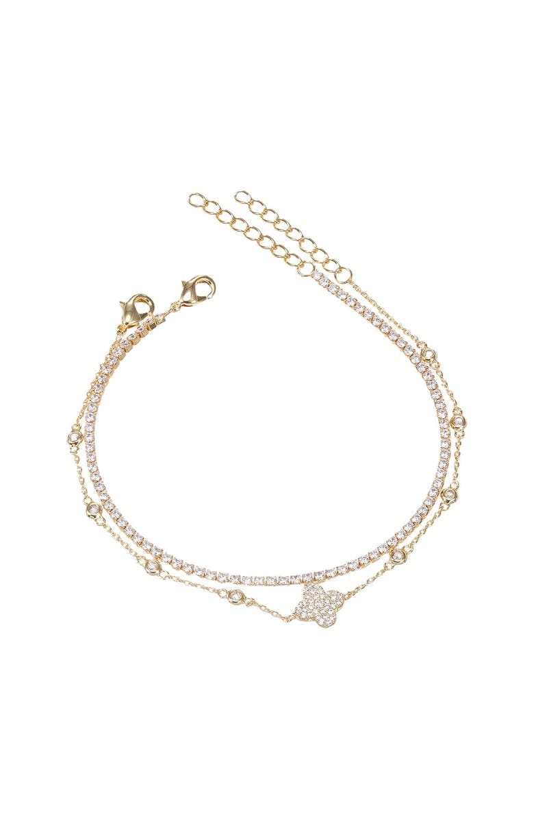 BY ADINA EDEN Tennis X CZ Clover Bracelet Combo Set, Main, color, Gold