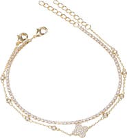 BY ADINA EDEN Tennis X CZ Clover Bracelet Combo Set