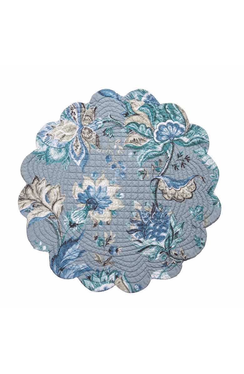 C&F Home Morrison Round Quilted Placemats Set of 6, 17", Alternate, color, Green