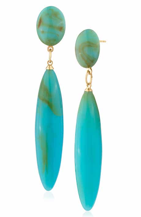 Elongated Cabochon Drop Earrings