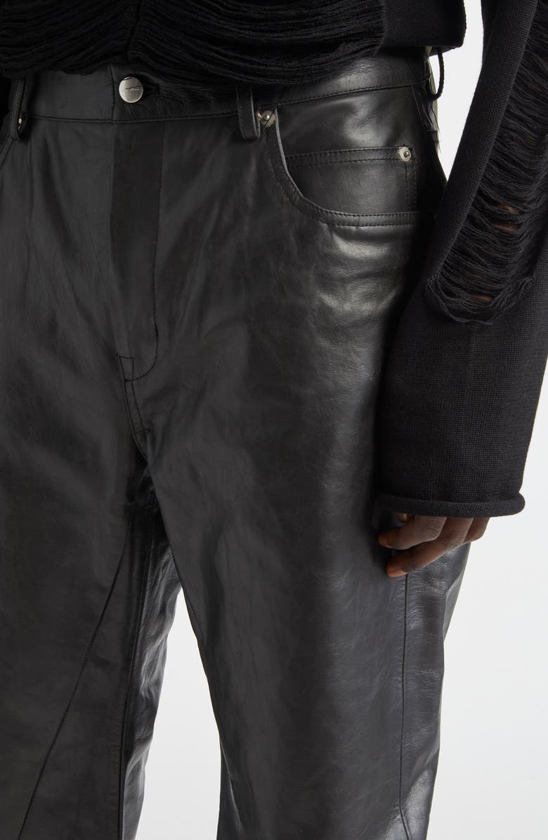 Rick Owens Detroit Cut Leather Pants, Alternate, color, 