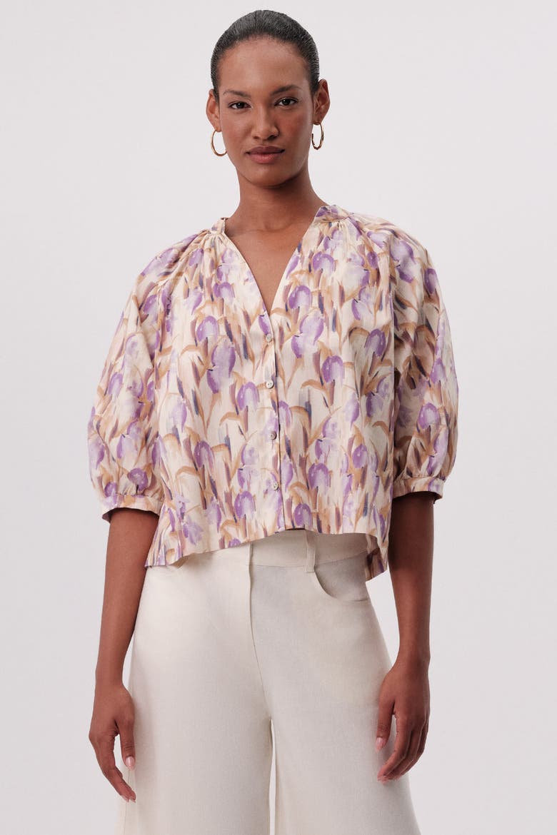 Mandy V Neck Short Sleeve Shirt, Alternate, color, Multi Color