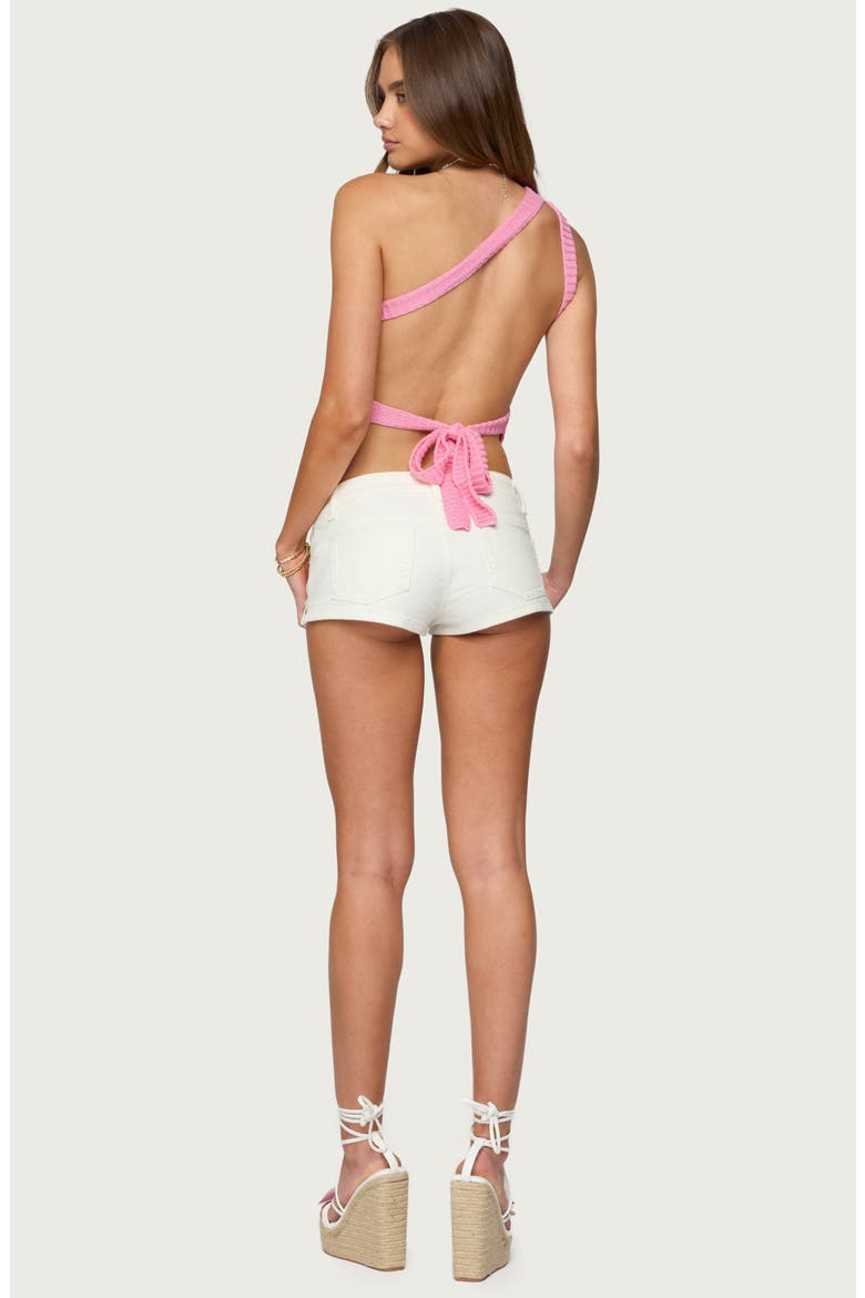Codi Asymmetric One-Shoulder Open Back Knit Top, Alternate, color, PINK