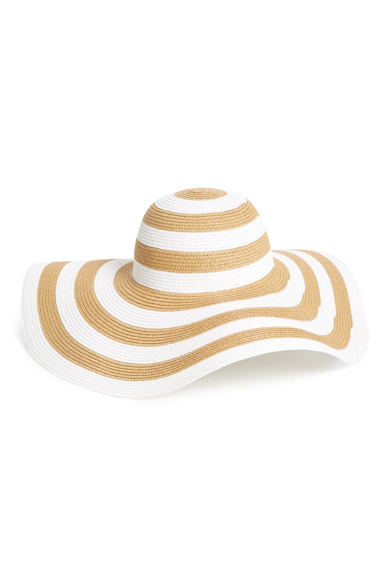 Oversize Packable Straw Hat, Main, color, IVORY/ CAMEL